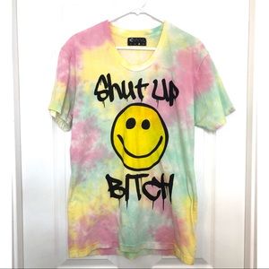 MYVL OVERSIZED TIE DYE SMILEY FACE SHIRT DRESS